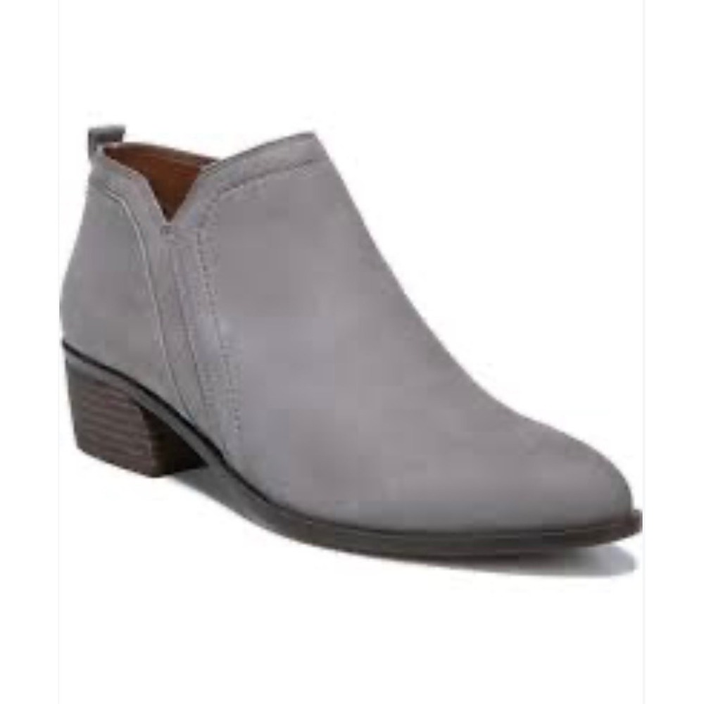 Franco Sarto Laslo Gray Leather Pointed Toe Ankle Booties Side Zip Womens 10M